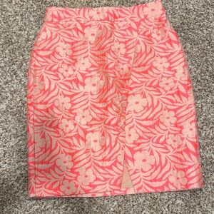 J. Crew Coral Floral Pencil Skirt